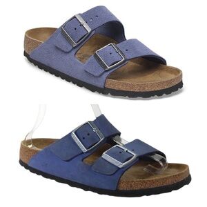 Birkenstock Unisex Arizona Suede Leather Purple Dusk/Blue Double Strap Sandals💜